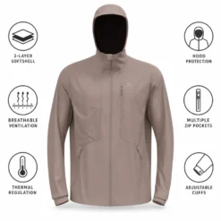Giacca sci di fondo Odlo Zeroweight Windproof X Warm Jkt Cinder