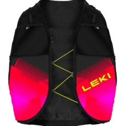 Gilet da trail Leki Trail Running Quiver Vest 6L Black Bright Red Neon Pink