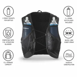 Gilet da trail Salomon Active Skin 12 Set Black Metal