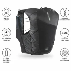 Gilet da trail Salomon Active Skin 12 Women Set Black Metal