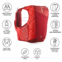 Gilet da trail Salomon Active Skin 12 Set Red Dahlia High Risk Red