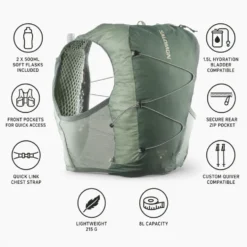 Gilet da trail Salomon Active Skin 8 Set Laurel Wreath Lily Pad Aloe Wash