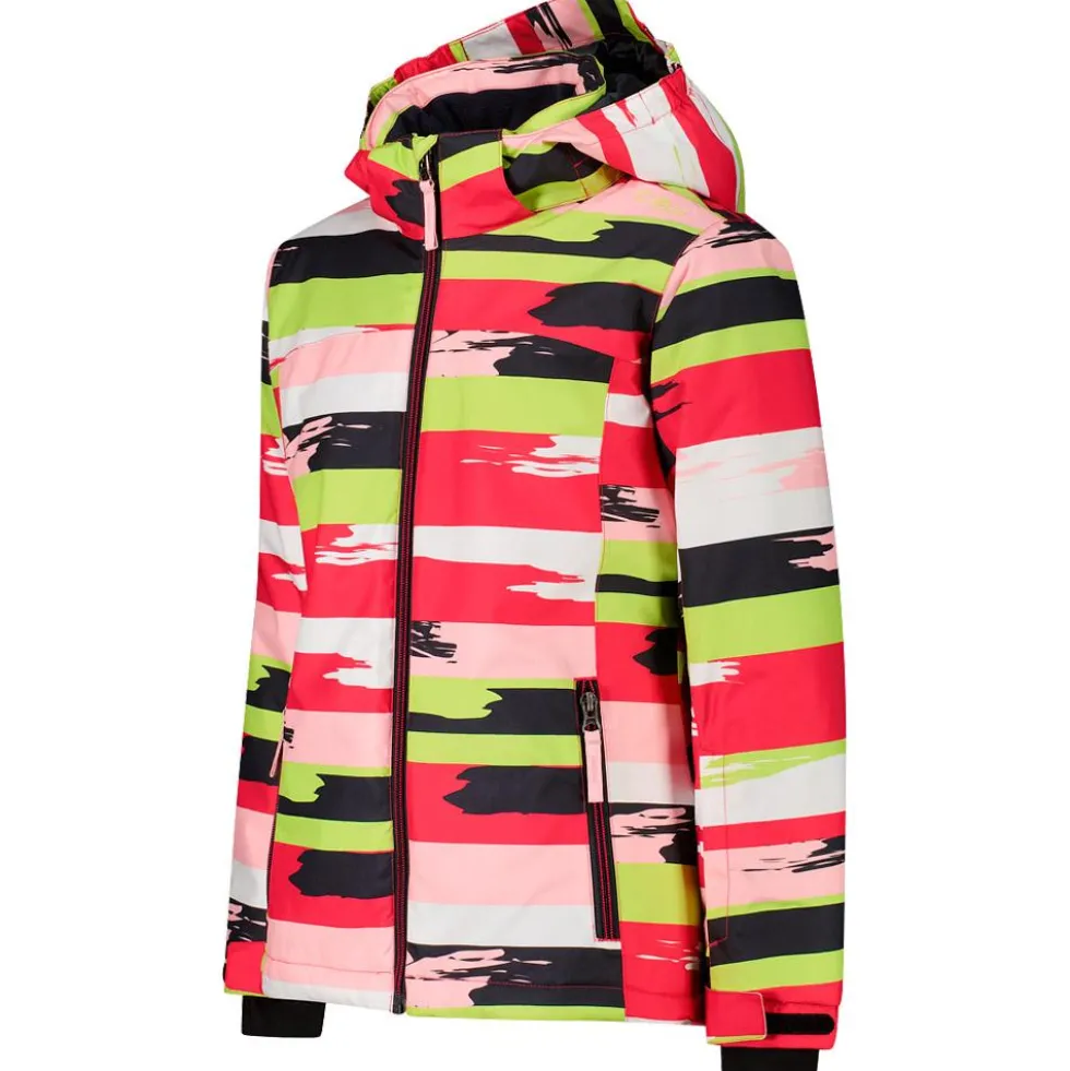 Giubbotto tecnico CMP Kid Girl Jacket Snaps Hood Bianco Carminio Apple