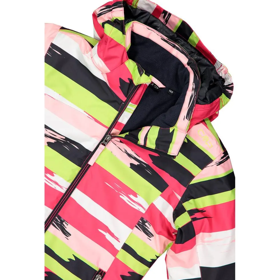 Giubbotto tecnico CMP Kid Girl Jacket Snaps Hood Bianco Carminio Apple