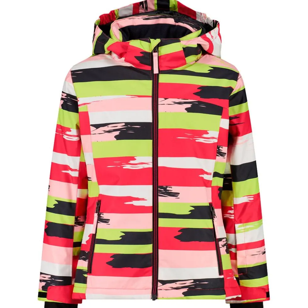 Giubbotto tecnico CMP Kid Girl Jacket Snaps Hood Bianco Carminio Apple