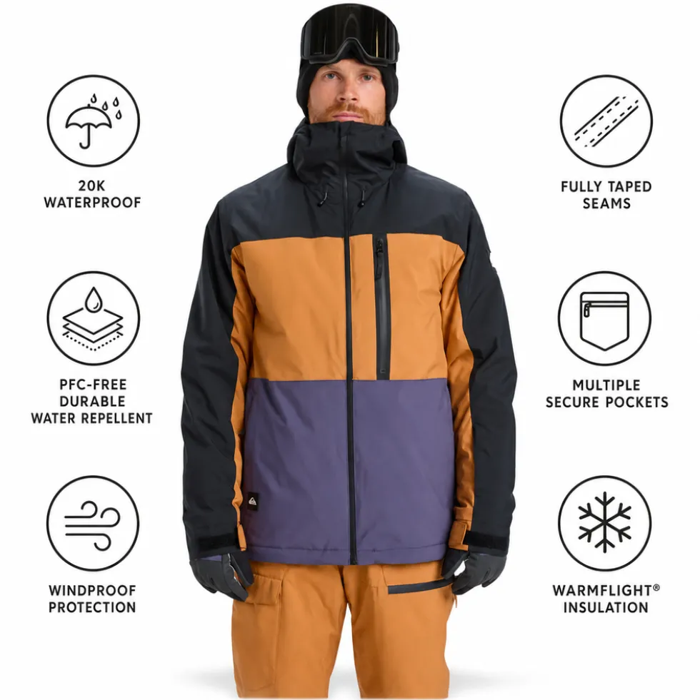 Giubbotto tecnico Quiksilver Sycamore Block 20K Jacket Almond