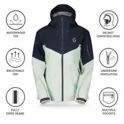 Giubbotto tecnico Scott W's Explorair 3L Jacket Fresh Green Dark Blue
