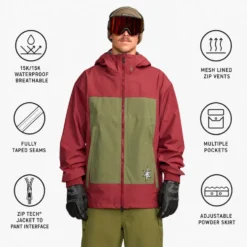 Giubbotto tecnico Volcom Arthur 3 Layer Jacket Burnt Red