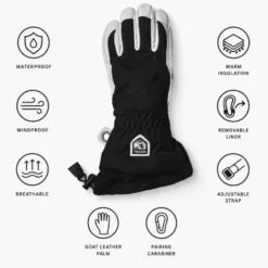 Guanti Hestra Army Leather Heli Ski Female Glove Black Offwhite