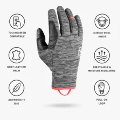 Guanti Ortovox Fleece Light Glove Women Black Steel Blend