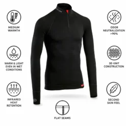 Intimo Tecnico Damart Sport Energy Thermolactyl 3 Col Zippe Noir