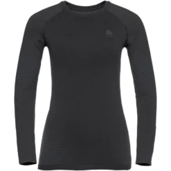 Intimo Tecnico Odlo Performance Warm Eco Top Crew Neck Ls Wmn Black Graphite Grey Black