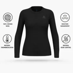 Intimo Tecnico Odlo Top Crew Neck L/S Merino 200 W Black