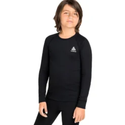 intimo tecnico sci di fondo Odlo Active Warm Eco Kids BI Top Crew Neck LS Black
