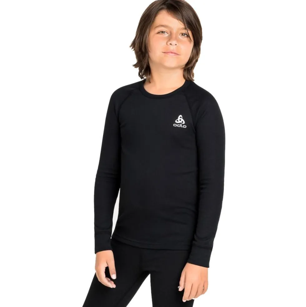intimo tecnico sci di fondo Odlo Active Warm Eco Kids BI Top Crew Neck LS Black