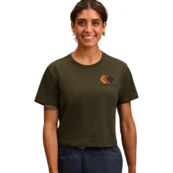 Maglietta da arrampicata Black Diamond Faded Crop Ss Tee Dark Moss