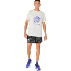 Maglietta da trail Asics Fujitrail Logo Short Sleeve Cream Colbalt Burst Cool Grey