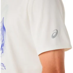 Maglietta da trail Asics Fujitrail Logo Short Sleeve Cream Colbalt Burst Cool Grey