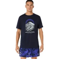 Maglietta da trail Asics Fujitrail Logo Short Sleeve Midnight Cobalt Burst Cool Grey