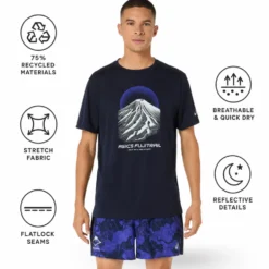 Maglietta da trail Asics Fujitrail Logo Short Sleeve Midnight Cobalt Burst Cool Grey