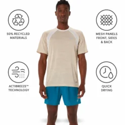 Maglietta da trail Asics Road Short Sleeve Cream