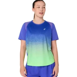 Maglietta da trail Asics Road Fade Short Sleeve W Cobalt Burst Illuminate Green