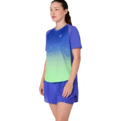 Maglietta da trail Asics Road Fade Short Sleeve W Cobalt Burst Illuminate Green