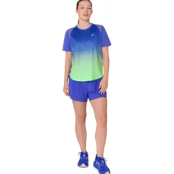 Maglietta da trail Asics Road Fade Short Sleeve W Cobalt Burst Illuminate Green