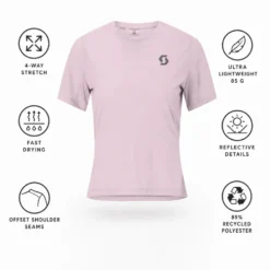 Maglietta da trail Scott W's Endurance Light Short Sleeve Bliss Pink
