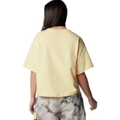 Maglietta da trekking Columbia Painted Peak Knit Ss Cropped Top W Sunkissed Shark