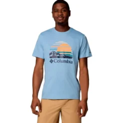 Maglietta da trekking Columbia Path Lake Graphic Tee II Ripple Blue Peaceful Perspective