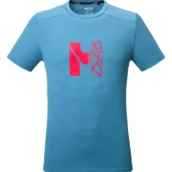 Maglietta da trekking Millet Kamet Map Short Sleeve Coronet Blue