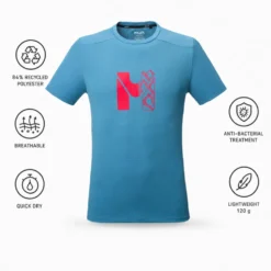 Maglietta da trekking Millet Kamet Map Short Sleeve Coronet Blue