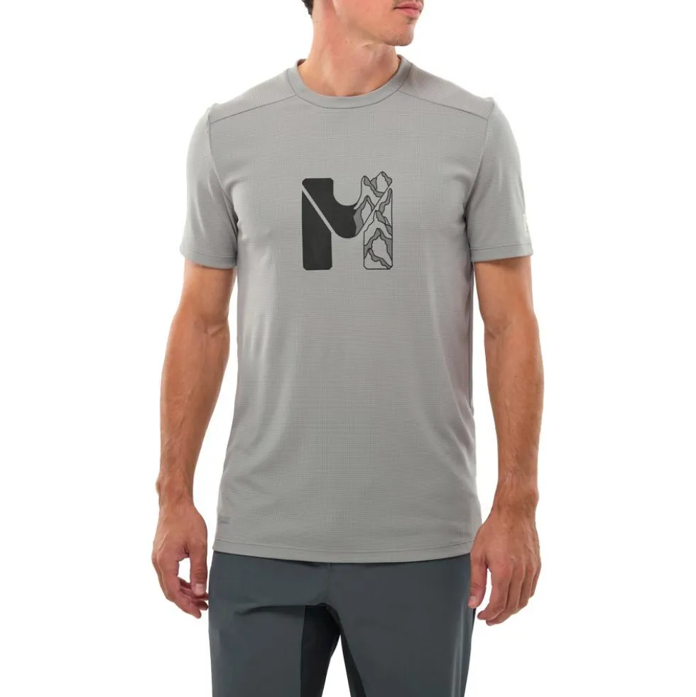 Maglietta da trekking Millet Kamet Map Short Sleeve Granite