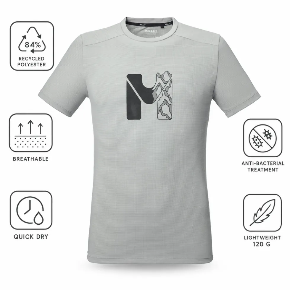 Maglietta da trekking Millet Kamet Map Short Sleeve Granite