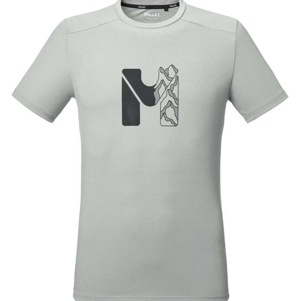 Maglietta da trekking Millet Kamet Map Short Sleeve Granite