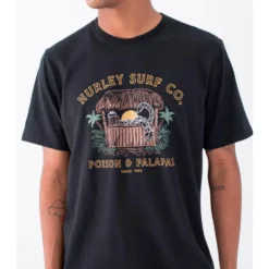 Maglietta Hurley Poison And Palapas Slub Short Sleeve Black