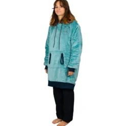 Mantelle All-In Poncho Plaid Blue Green