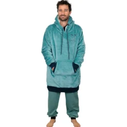 Mantelle All-In Poncho Plaid Blue Green