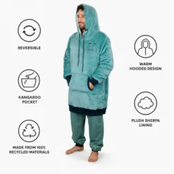Mantelle All-In Poncho Plaid Blue Green