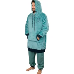 Mantelle All-In Poncho Plaid Blue Green