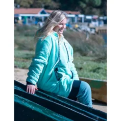 Mantelle All-In Poncho Plaid Turquoise
