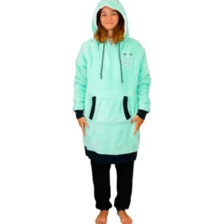 Mantelle All-In Poncho Plaid Turquoise