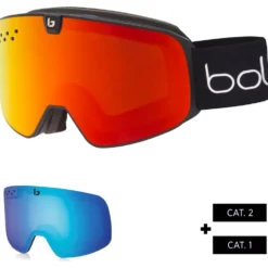 Maschera Bollé Nevada Neo Black Matte Sunrise + Light Vermillon Blue