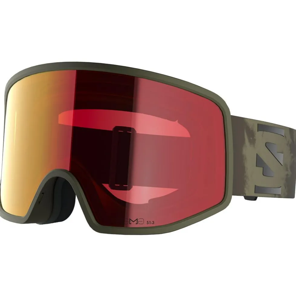 Maschera Salomon Sentry Pro Olive Night Sigma Photo Poppy Red