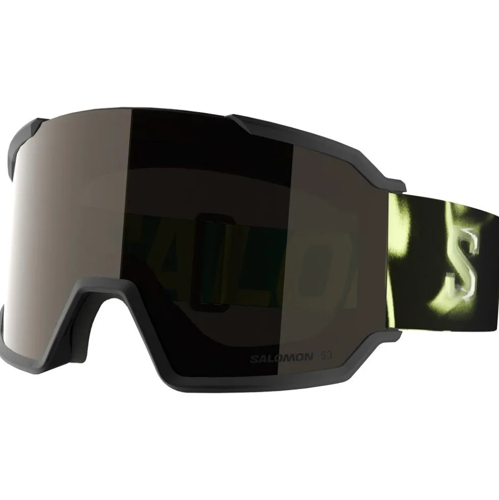 Maschera Salomon S/View 3 Black Yellow Multilayer Black
