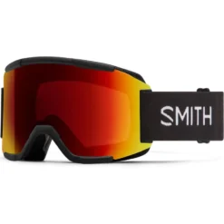 Maschera Smith Squad Black Chromapop Sun Red Mirror + Yellow