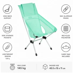 Mobili di campeggio Helinox Chair One Highback Biscay Green Silver