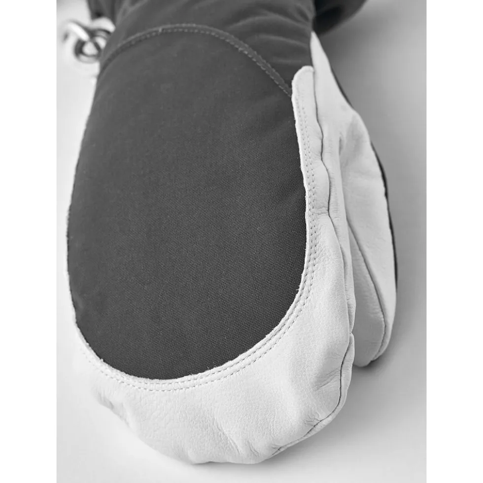 Moffole Hestra Army Leather Heli Ski Female Mitt Grey Offwhite