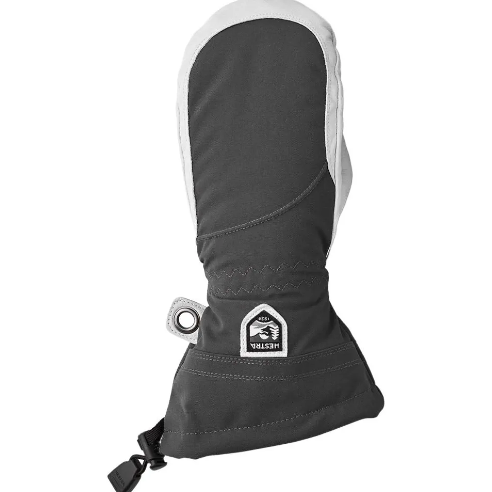 Moffole Hestra Army Leather Heli Ski Female Mitt Grey Offwhite